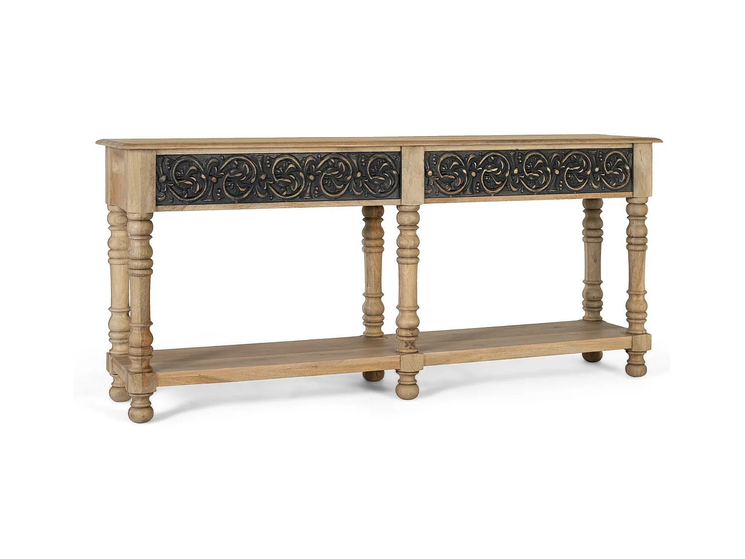 Console van mangohout met handgemaakt design