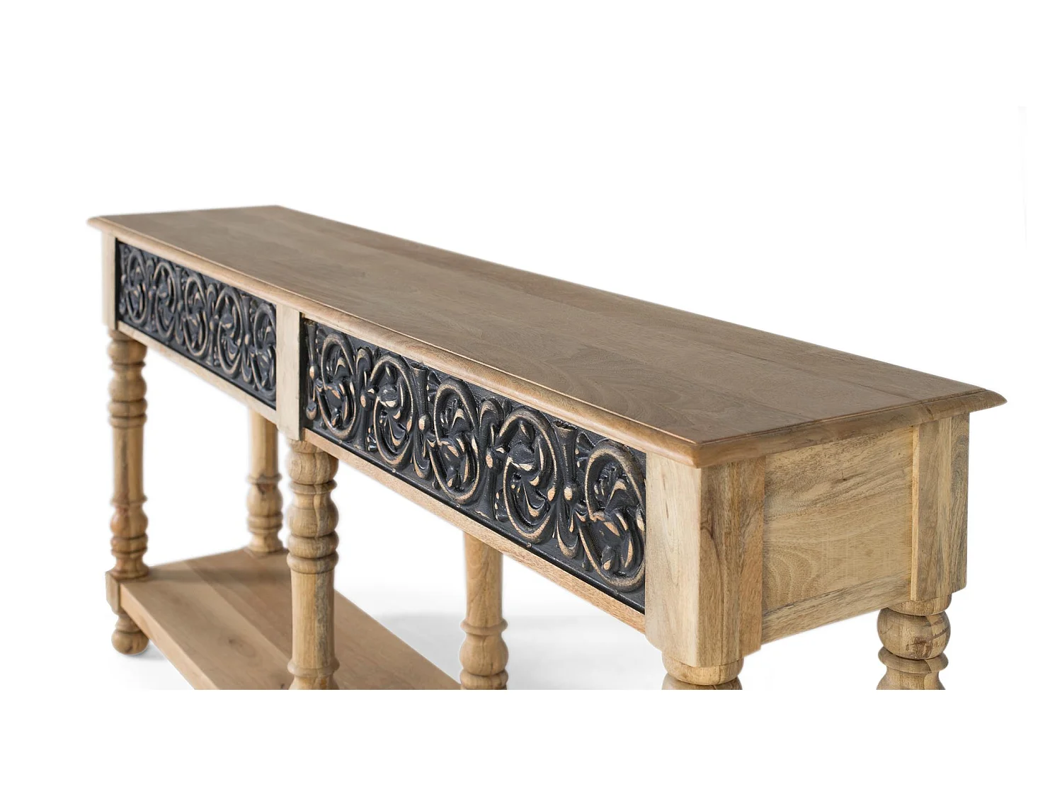 Console van mangohout met handgemaakt design