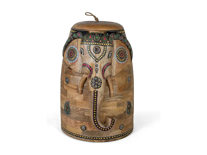 Figurine d'éléphant en manguier peinte à la main