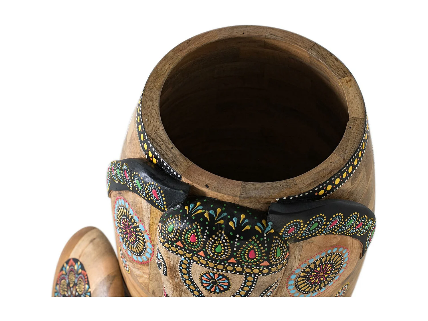 Figurine d'éléphant en manguier peinte à la main