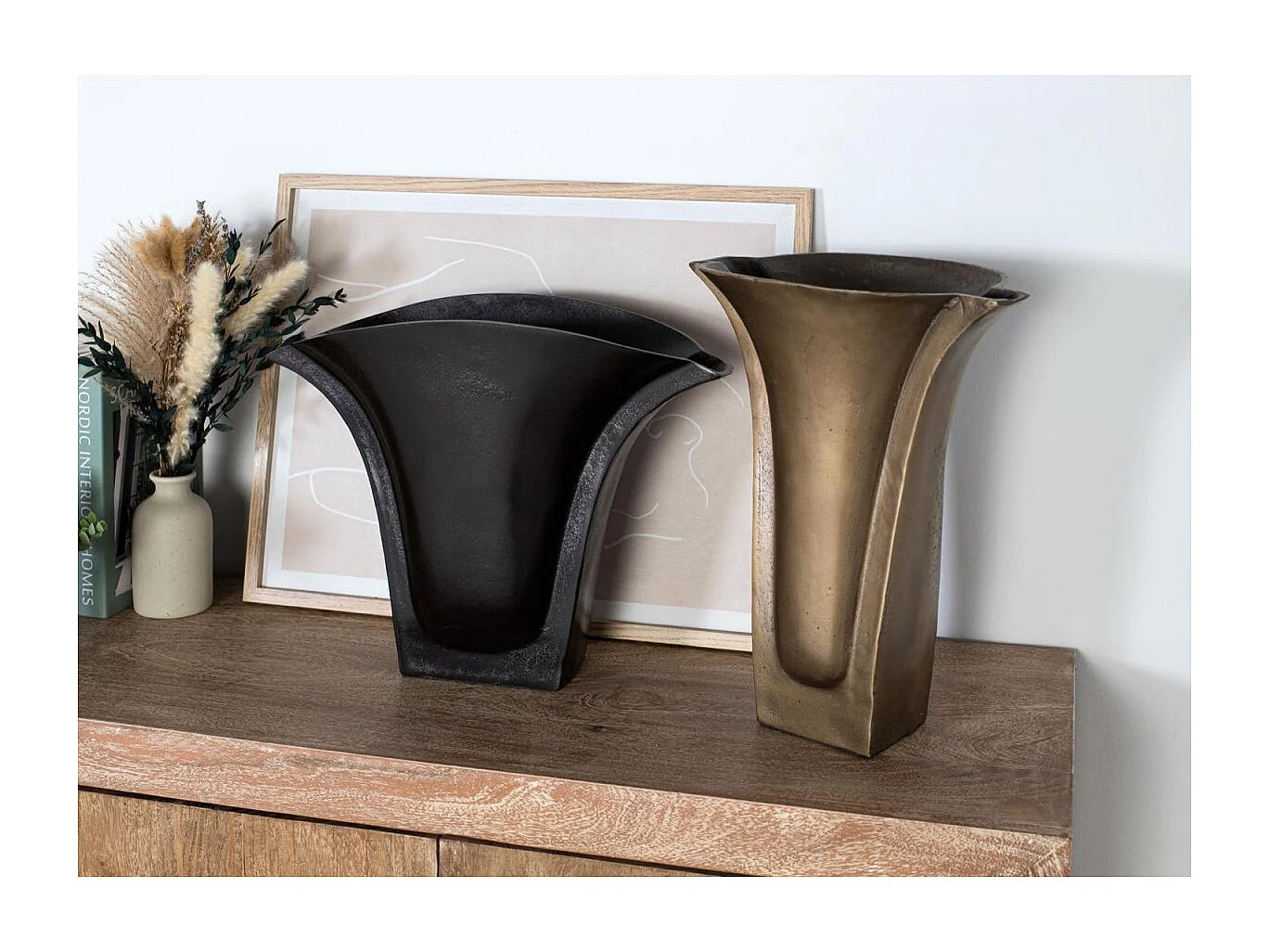 Lot de 2 vases Aluminium Or - Décoration d'Autrefois