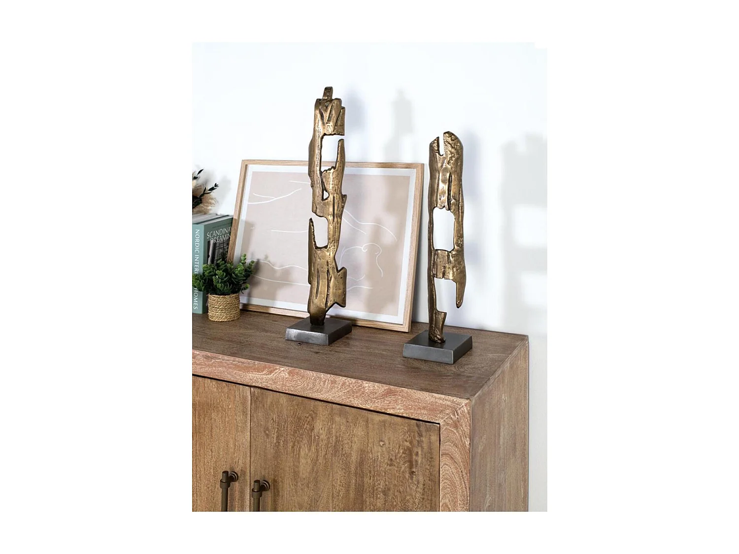 Set de deux sculptures décoratives en métal