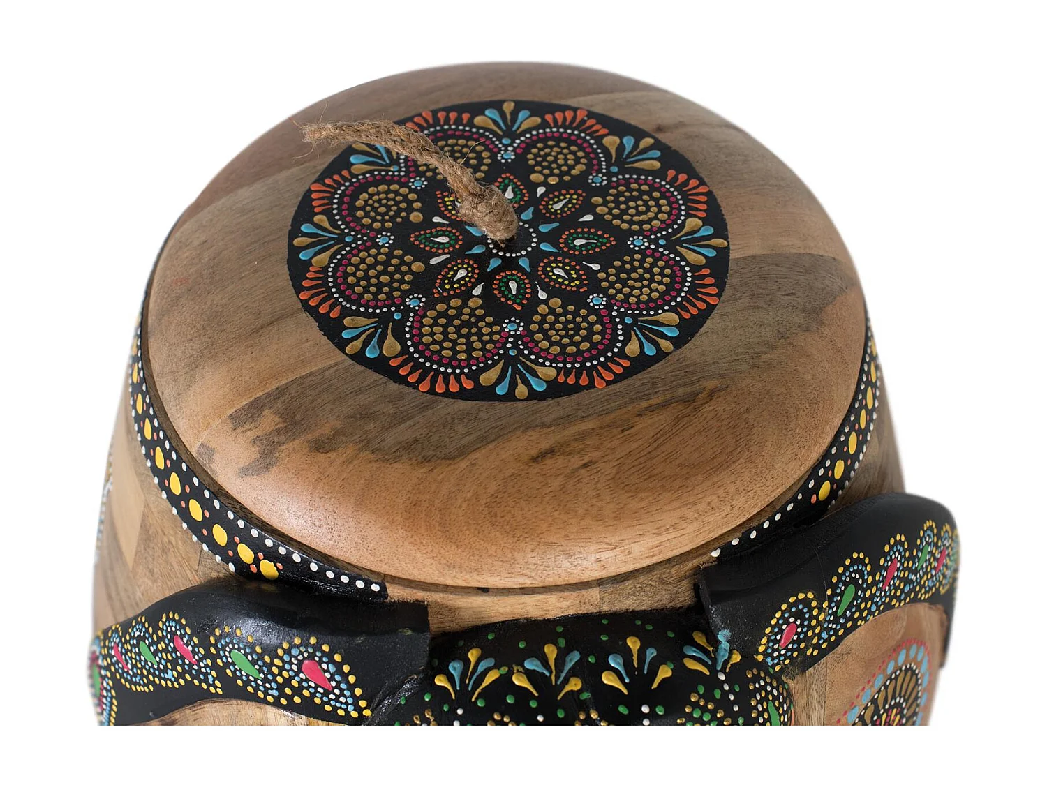 Elefante in legno di mango dipinta a mano