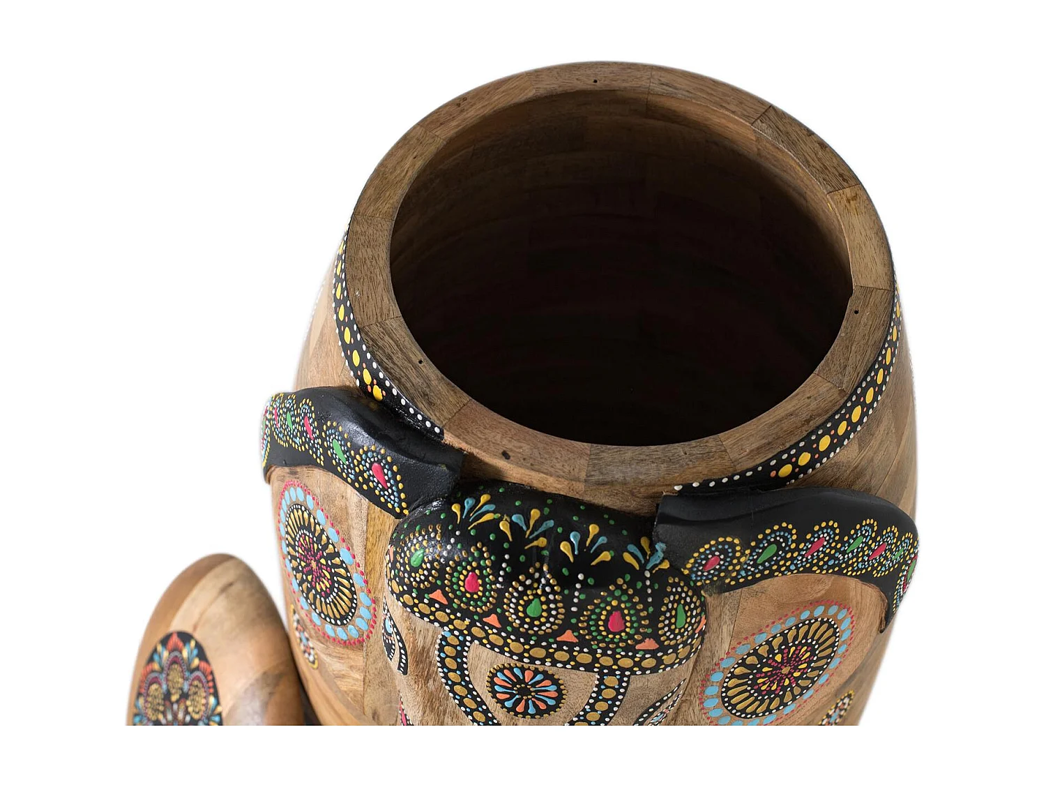 Elefante in legno di mango dipinta a mano