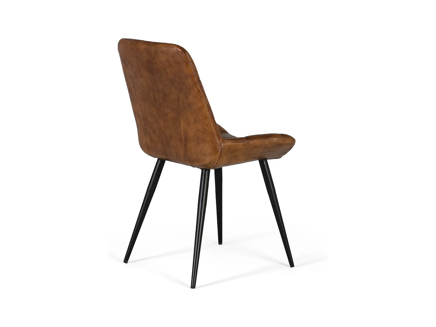 Silla de comedor tapizada en piel natural marrón