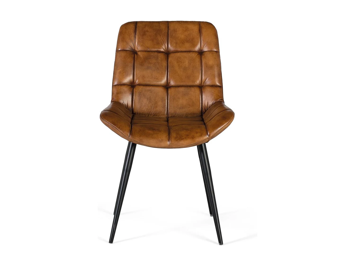 Krzesło do jadalni obite naturalną skórą w kolorze brązowym