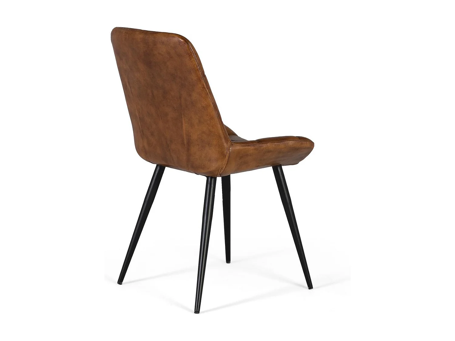 Silla de comedor tapizada en piel natural marrón