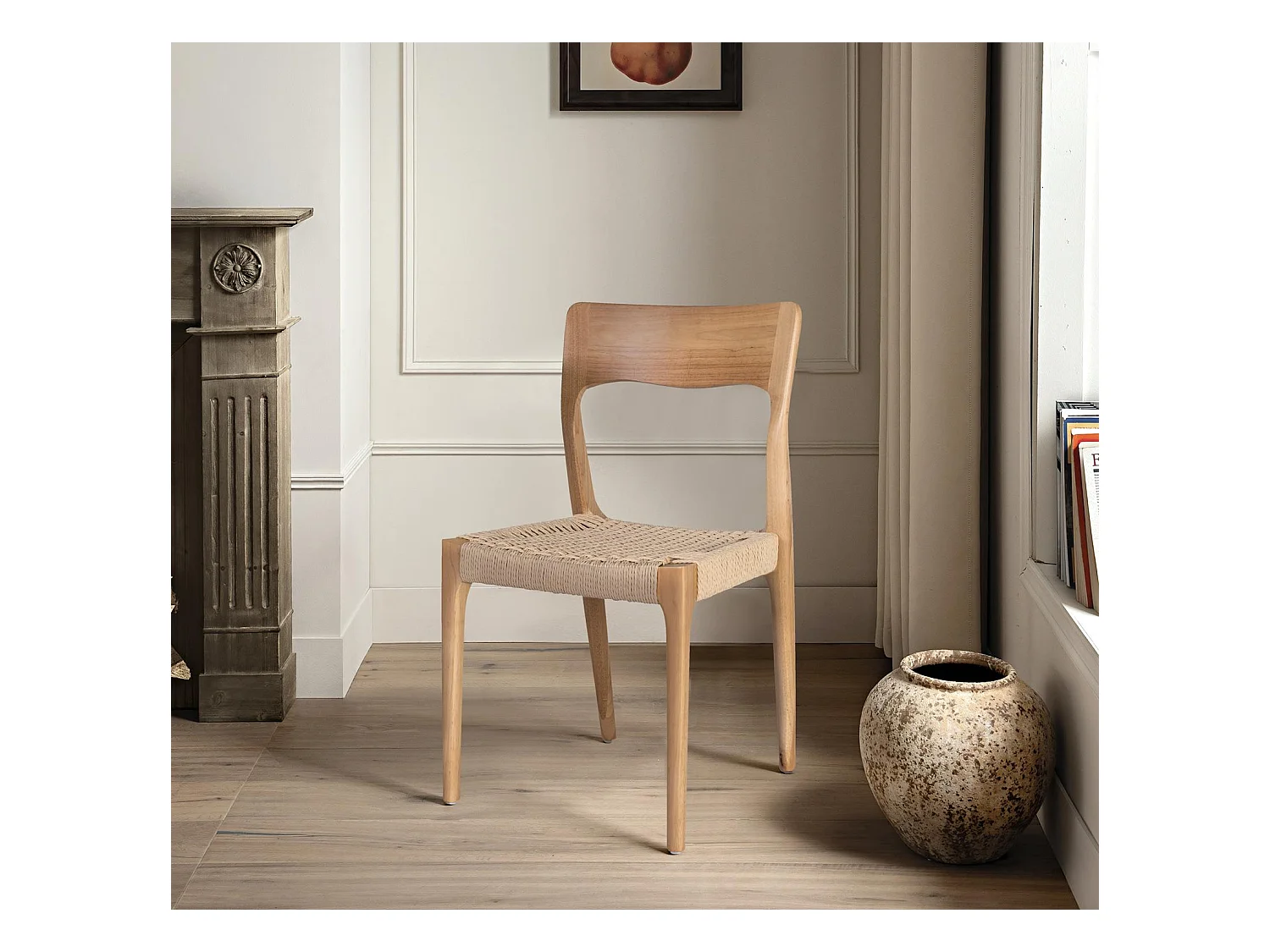 Set van 2 stoelen met armleuningen van rubberhout