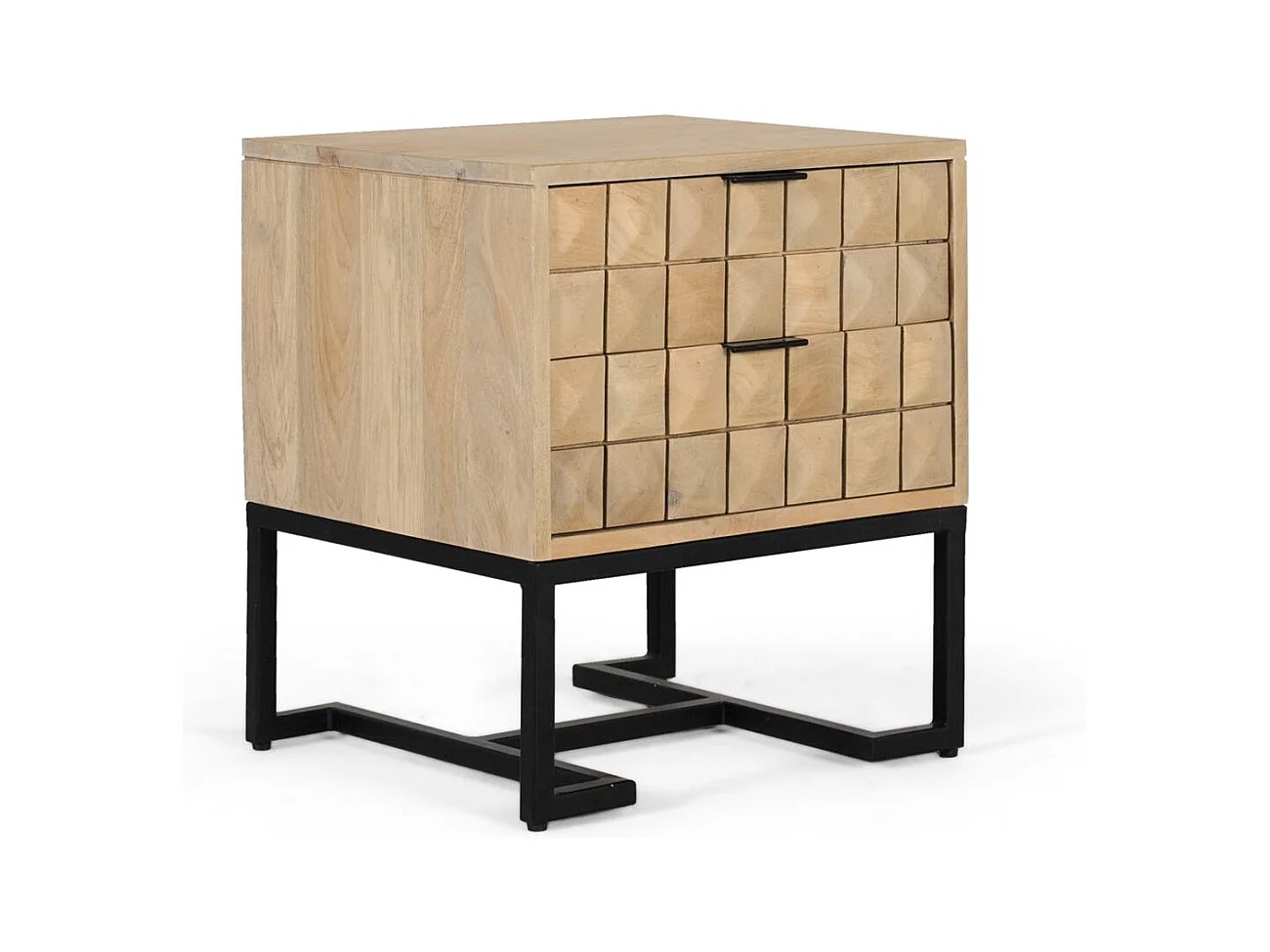 Table de chevet faite à la main en bois de manguier avec veinage naturel