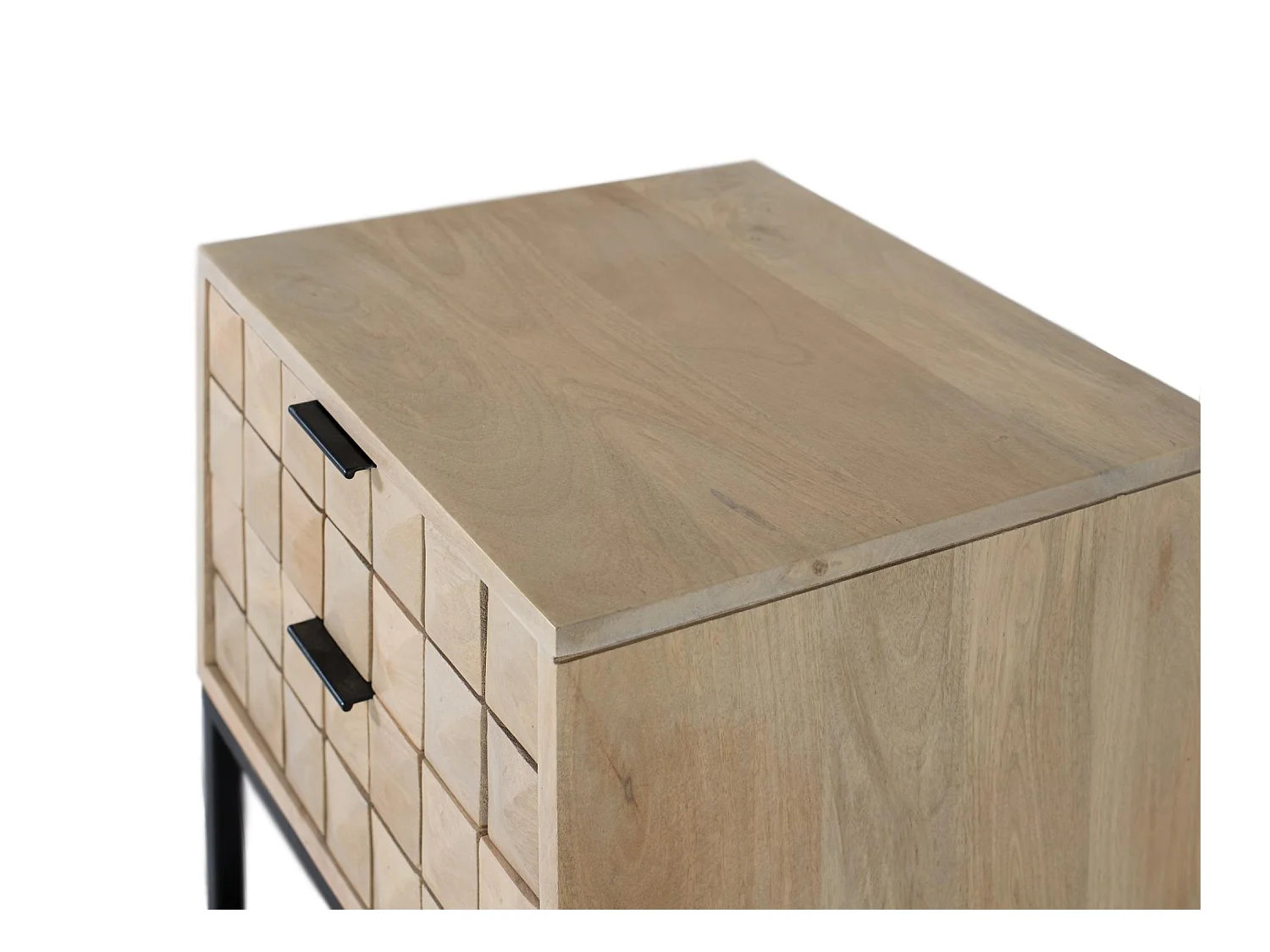 Table de chevet faite à la main en bois de manguier avec veinage naturel