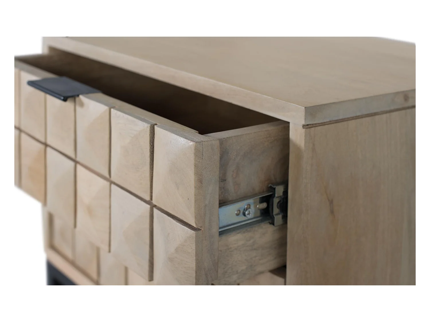 Table de chevet faite à la main en bois de manguier avec veinage naturel