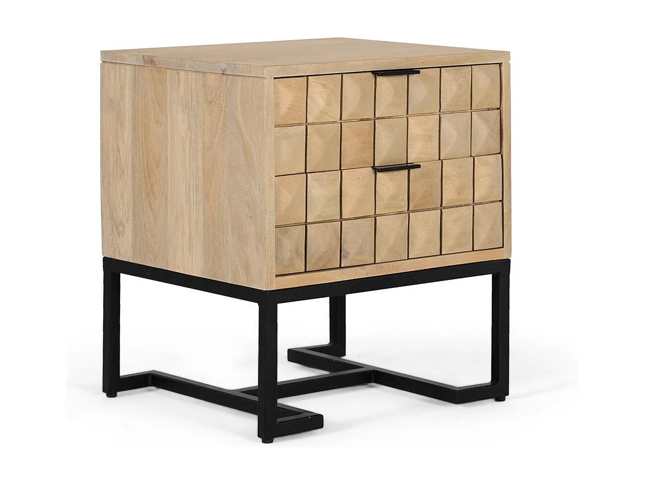 Mesita de noche hecha a mano en madera de mango con vetas naturales