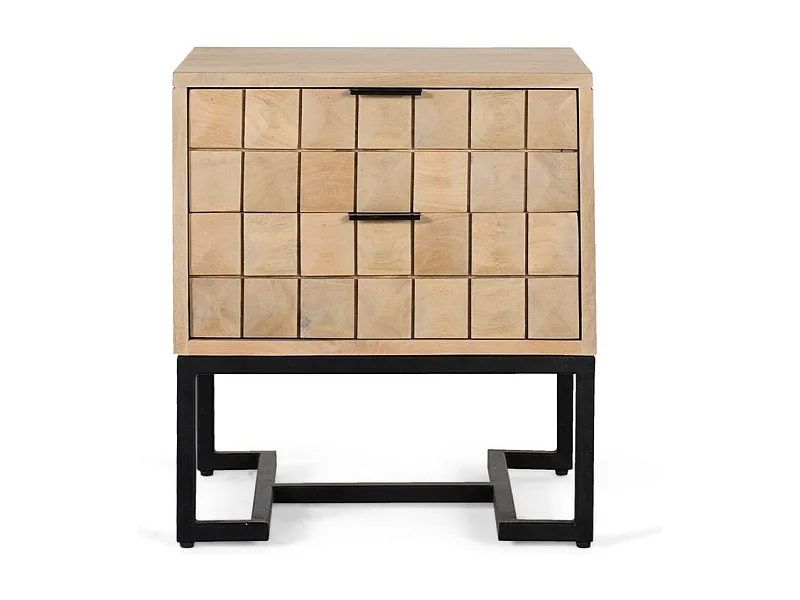 Comodino fatto a mano in legno di mango con venature naturali