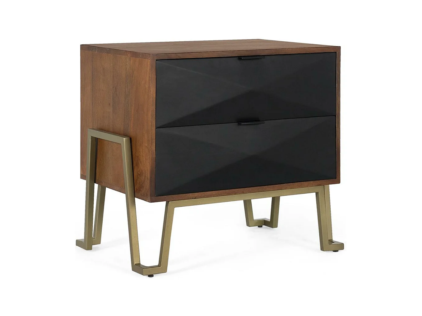 Table de chevet en bois de manguier avec tiroirs