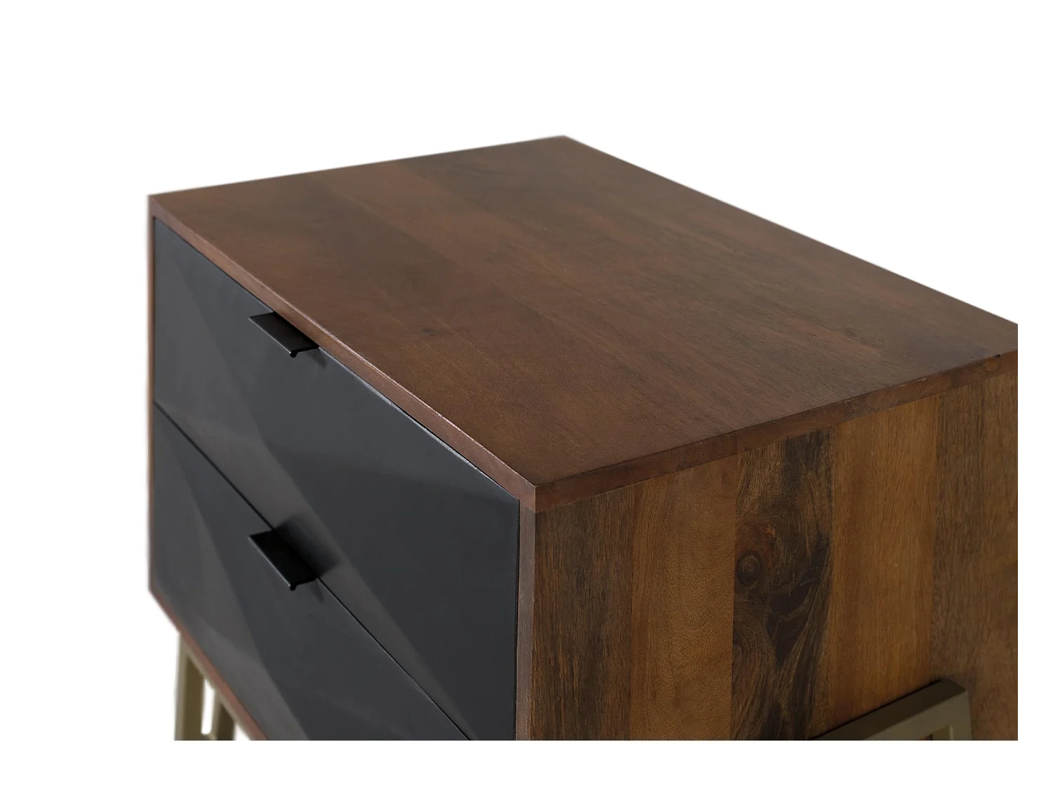 Table de chevet en bois de manguier avec tiroirs