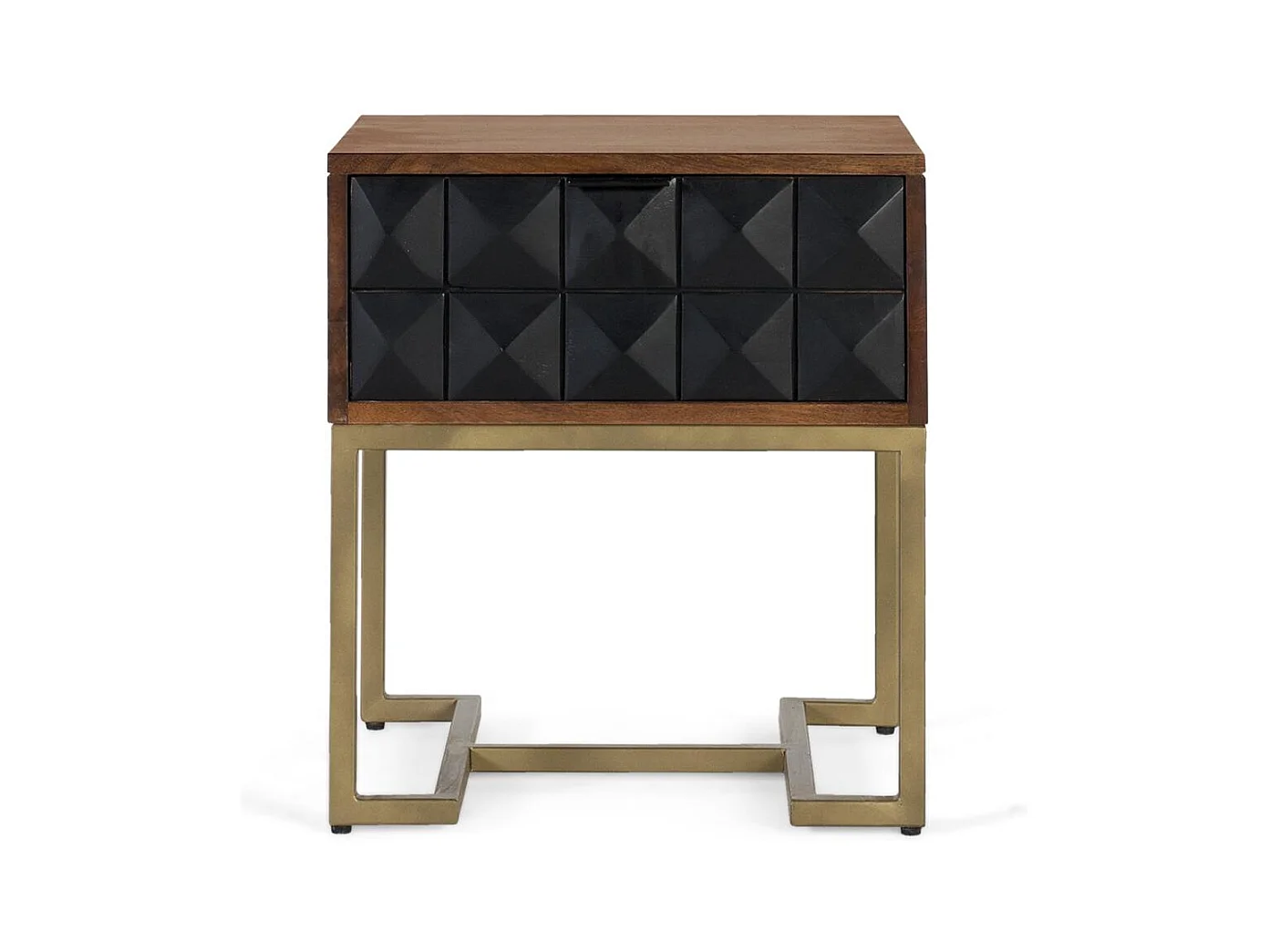 Table de chevet sculptée et fabriquée à la main avec pieds dorés