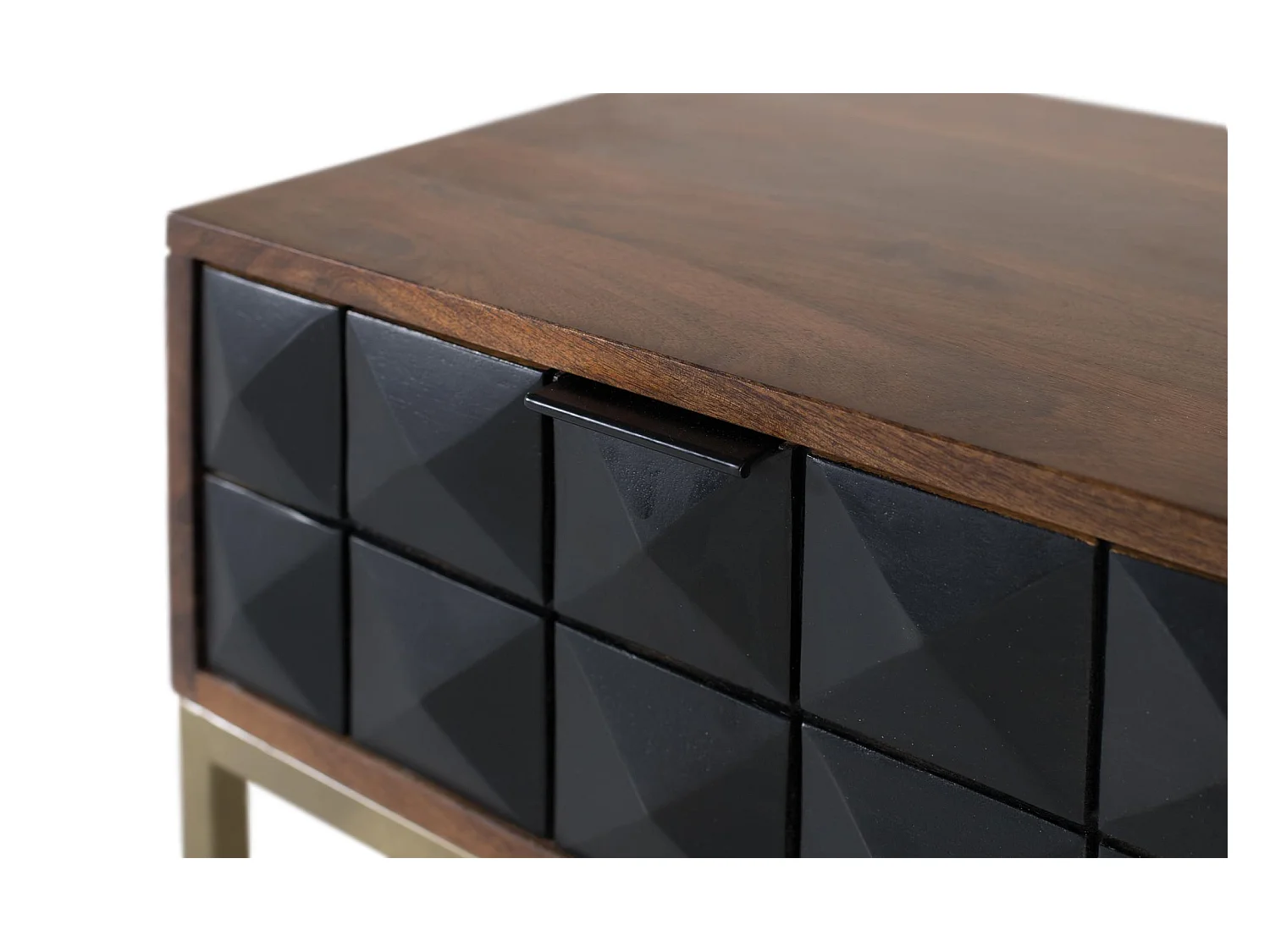 Table de chevet sculptée et fabriquée à la main avec pieds dorés