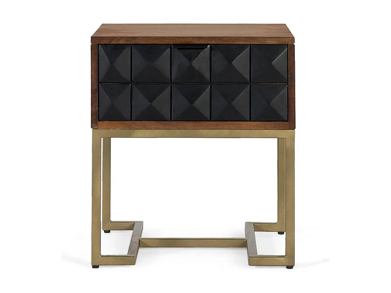 Table de chevet sculptée et fabriquée à la main avec pieds dorés