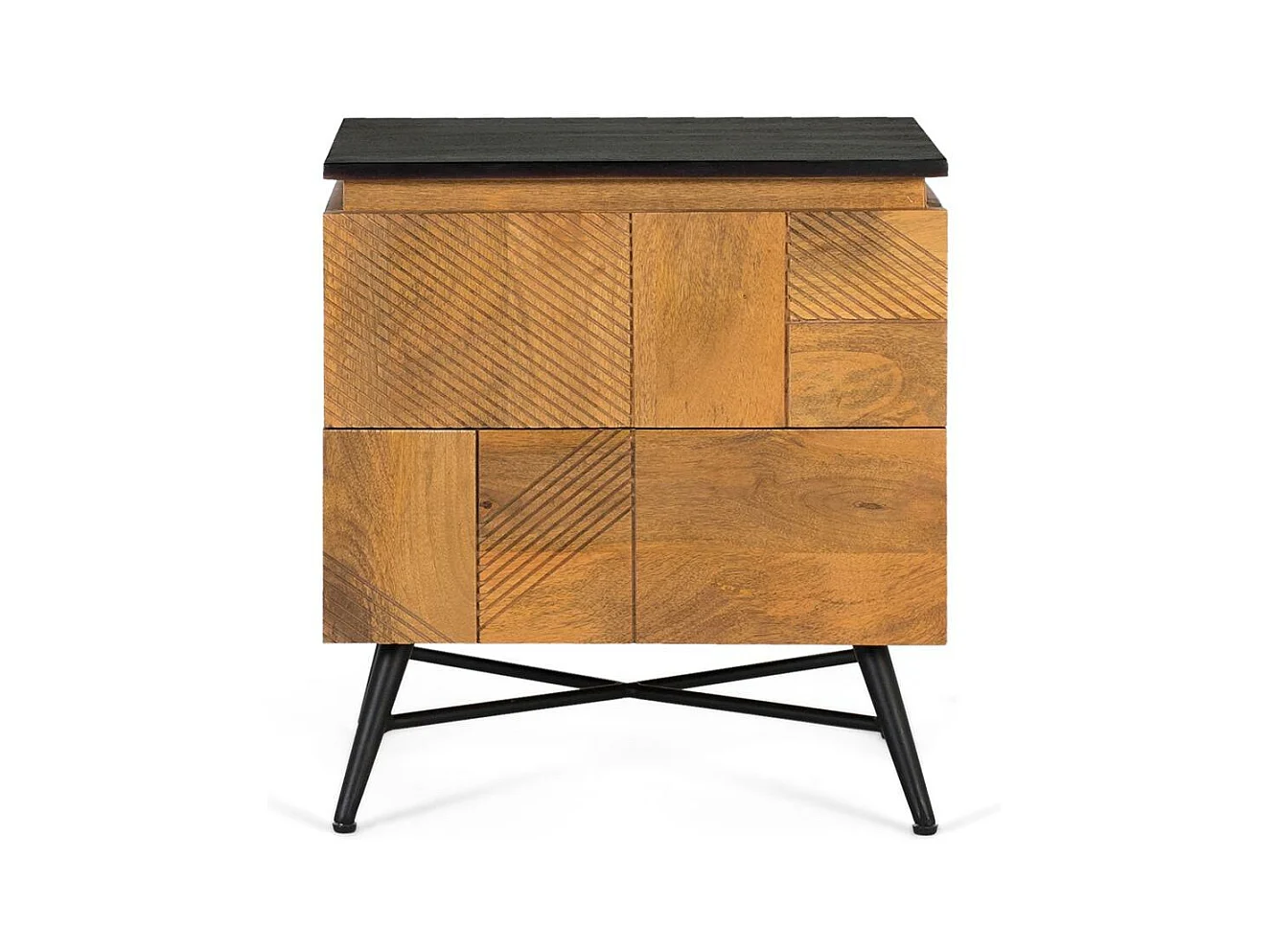 Mesa de cabeceira em madeira de manga com acabamento natural