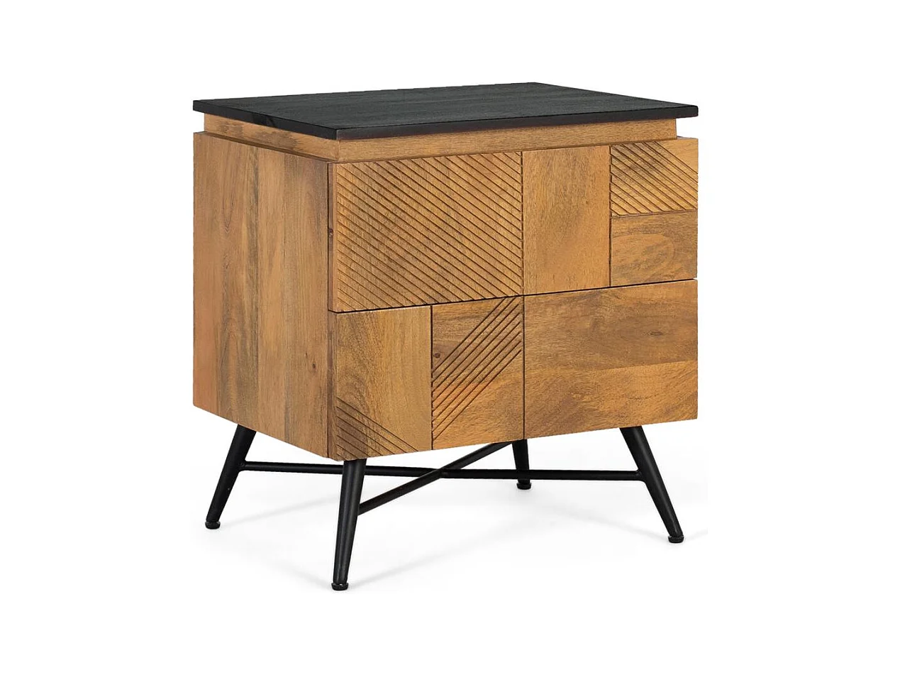 Mesa de cabeceira em madeira de manga com acabamento natural