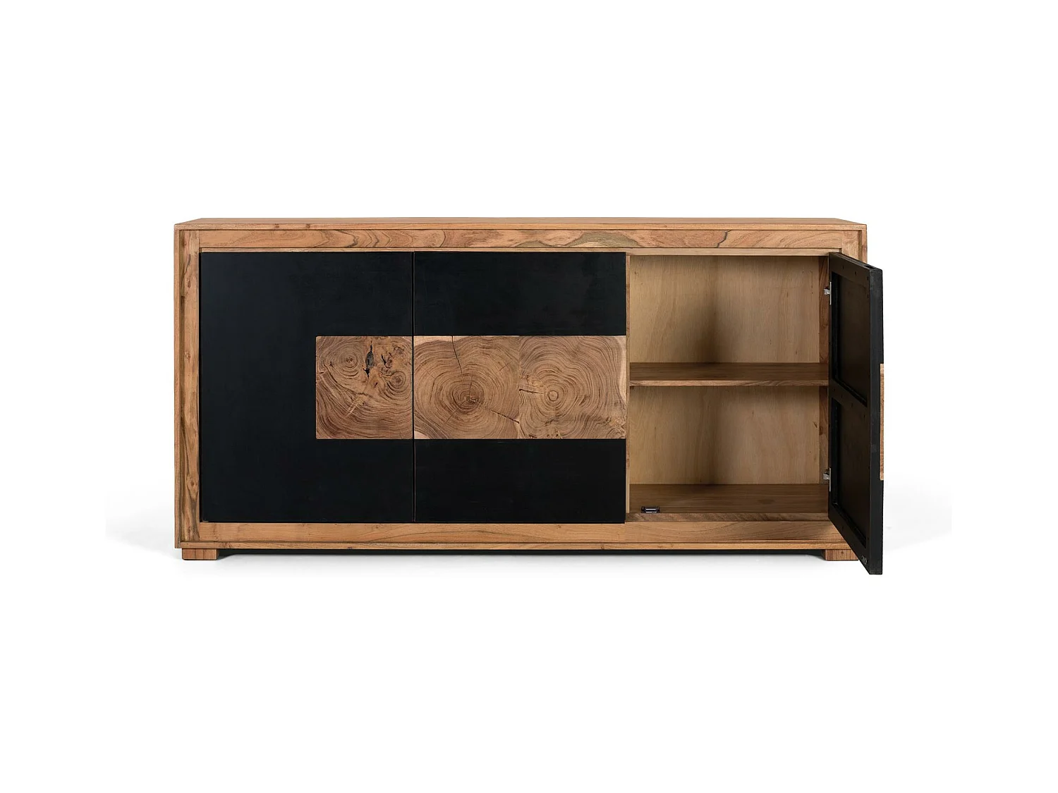 Hedendaags dressoir van mangohout en ijzeren poten