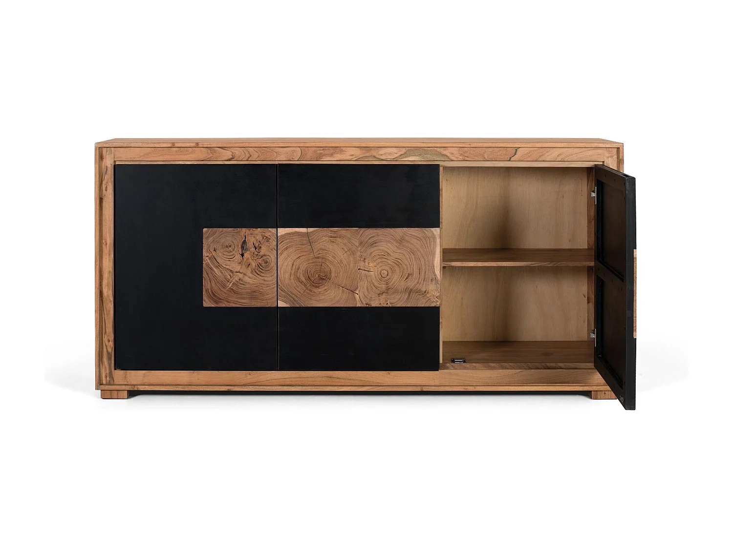Modernes Sideboard aus Mangoholz und Eisenbeinen