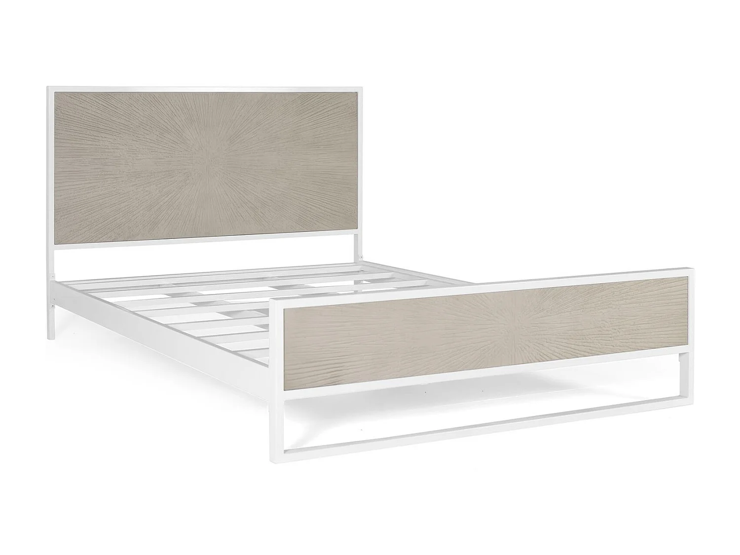 Lit métal et resine blanc et beige