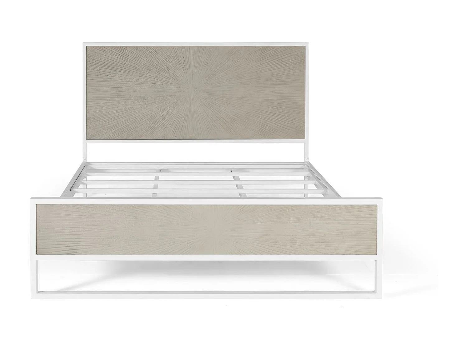 Lit métal et resine blanc et beige