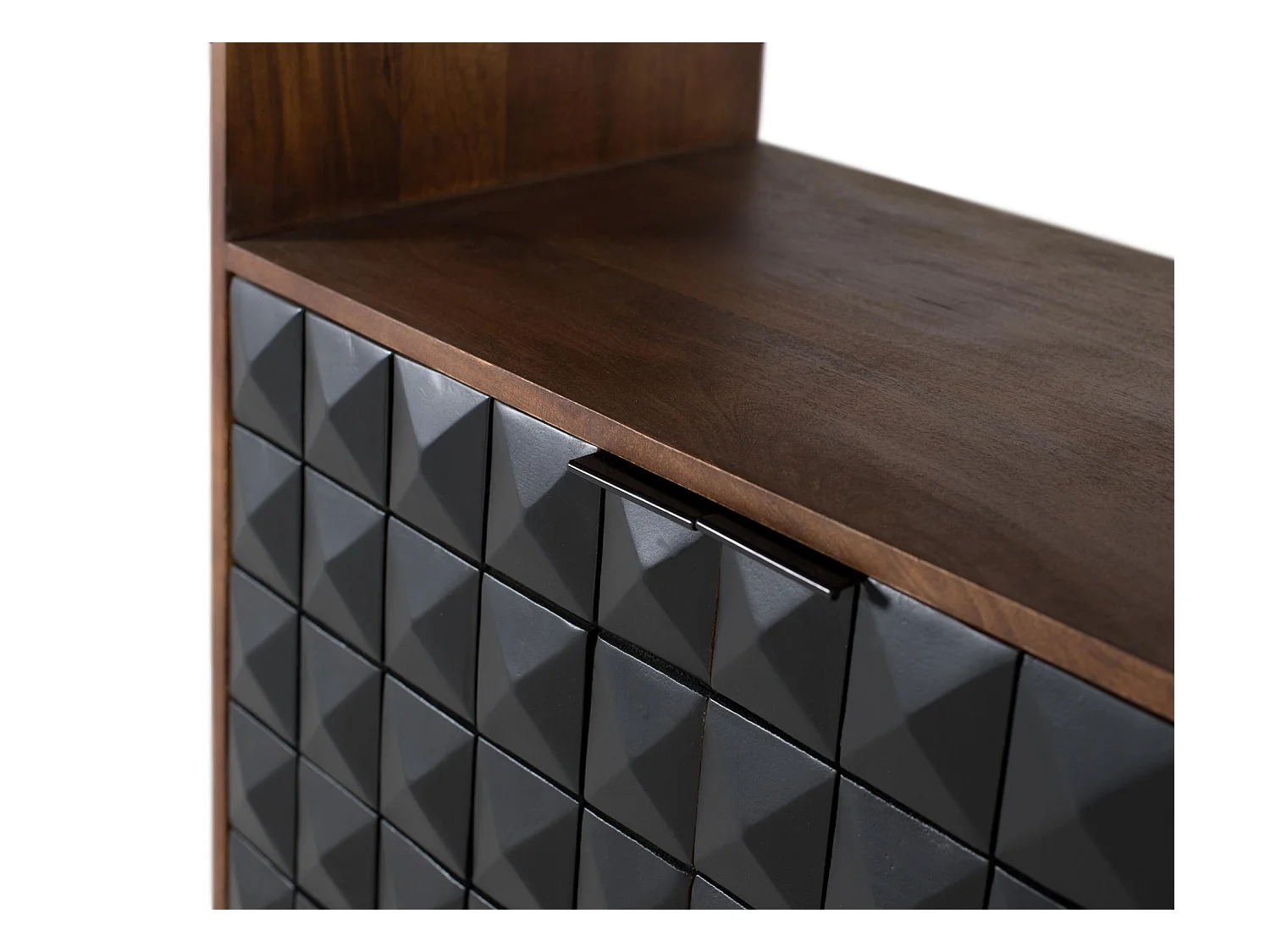 Bibliothèque artisanale en bois de manguier avec pieds dorés