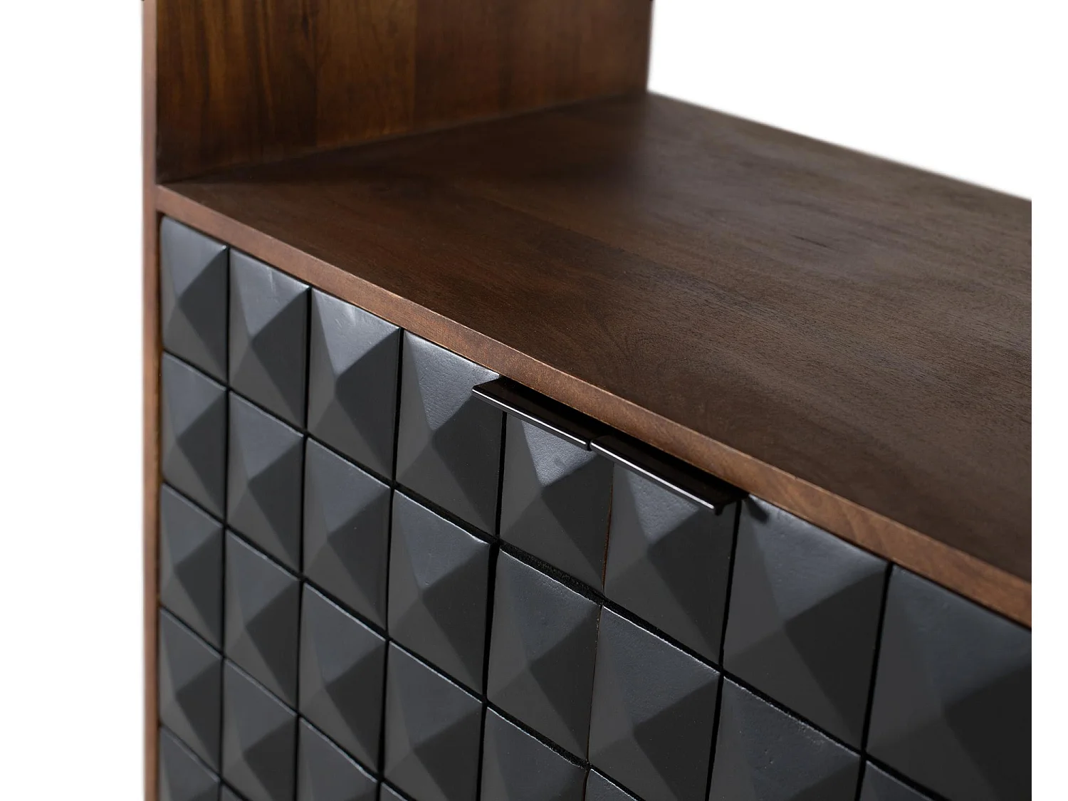 Bibliothèque artisanale en bois de manguier avec pieds dorés