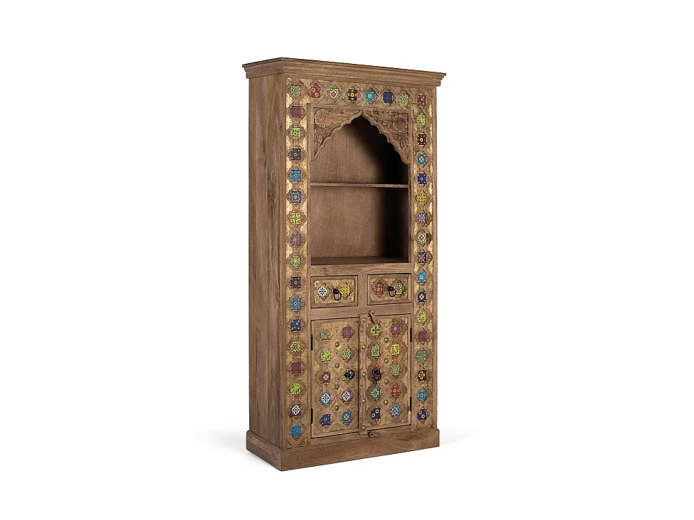 Étagère en bois de manguier 90 cm, style ethnique artisanal - 180 x 90 x 40