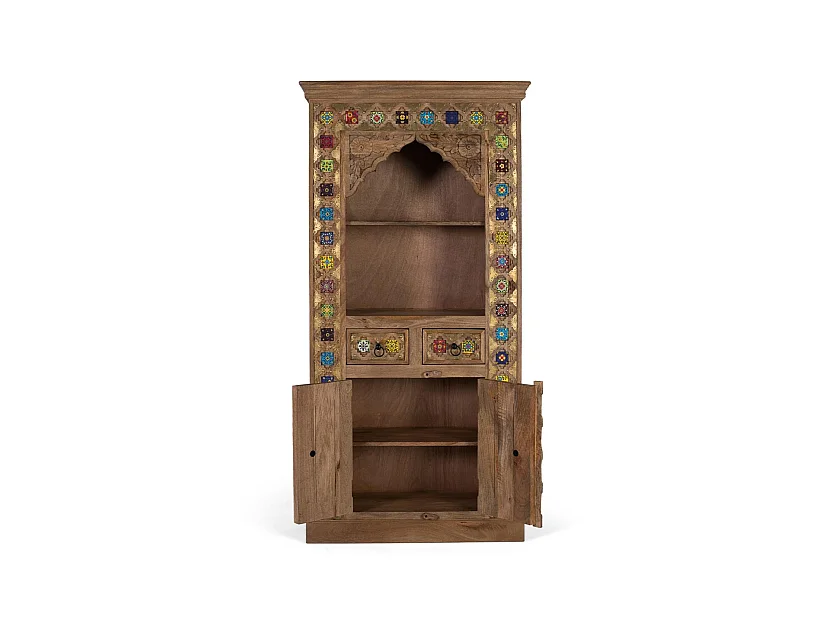 Étagère en bois de manguier 90 cm, style ethnique artisanal - 180 x 90 x 40