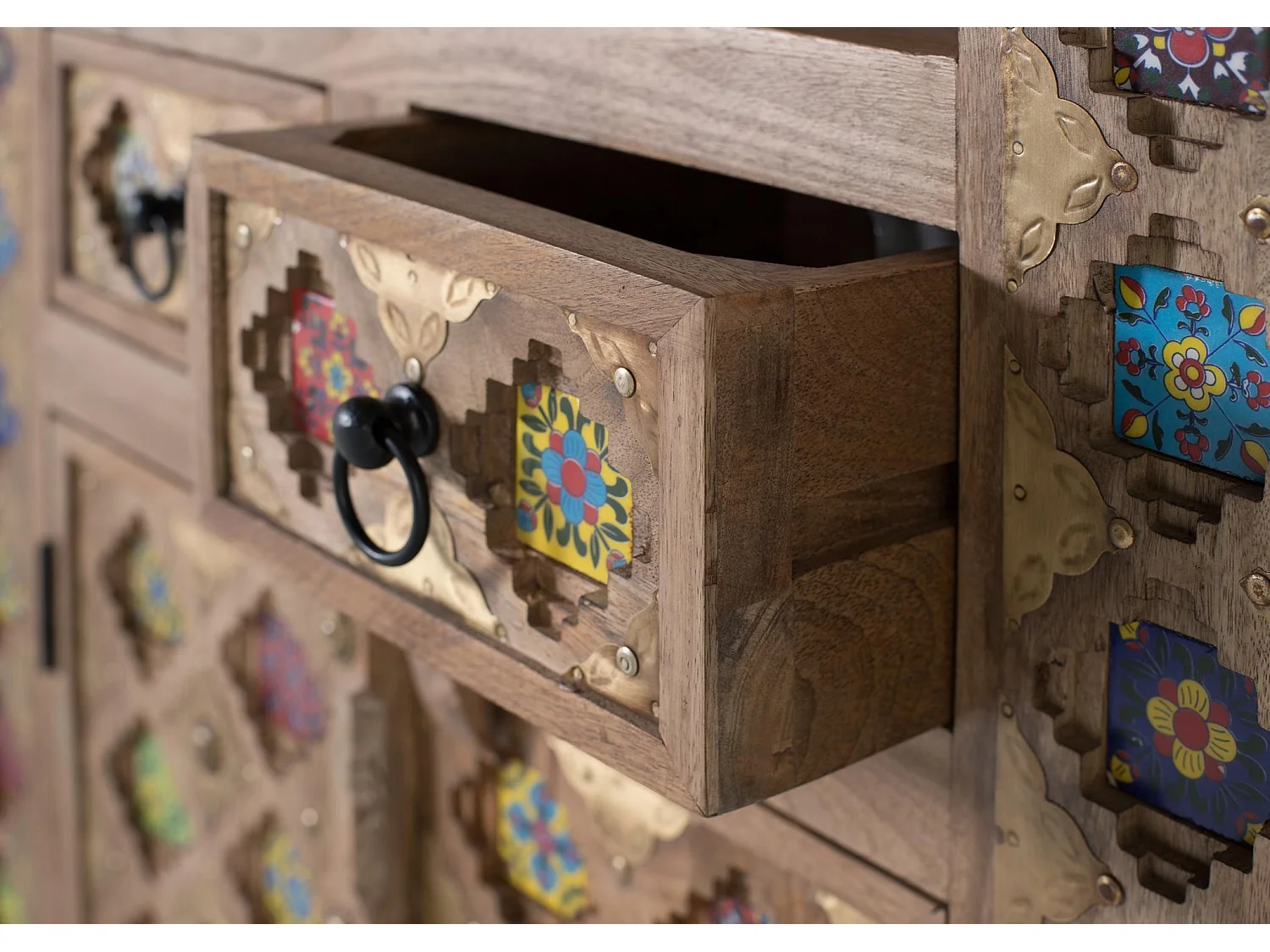 Étagère en bois de manguier 90 cm, style ethnique artisanal - 180 x 90 x 40