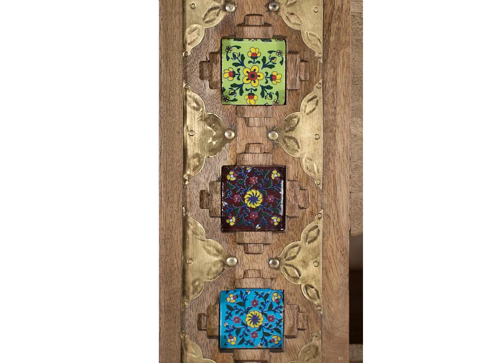 Étagère en bois de manguier 90 cm, style ethnique artisanal - 180 x 90 x 40
