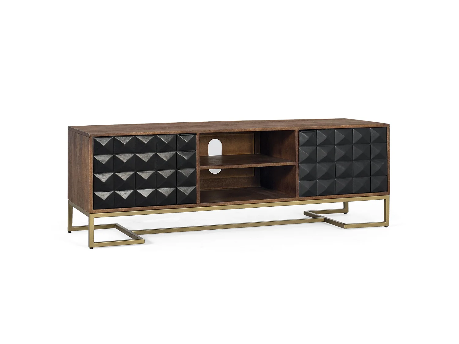 Meuble TV en bois de manguier 150 cm, style contemporain - 50 x 150 x 40 cm