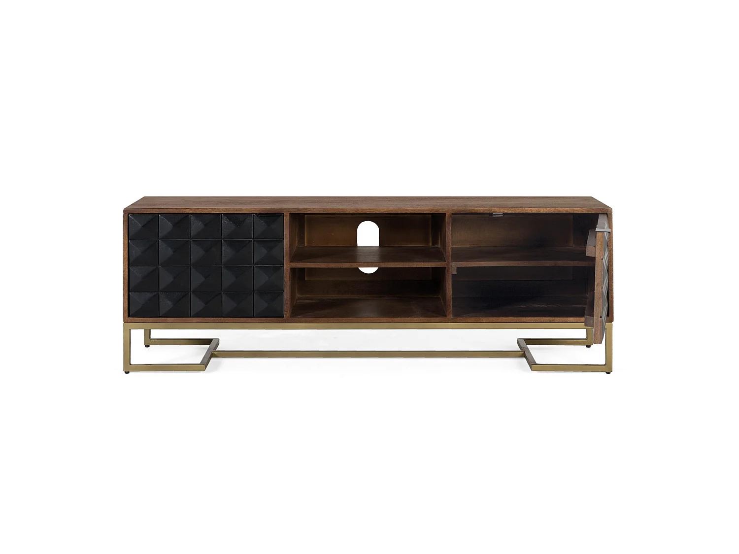 Meuble TV en bois de manguier 150 cm, style contemporain - 50 x 150 x 40 cm