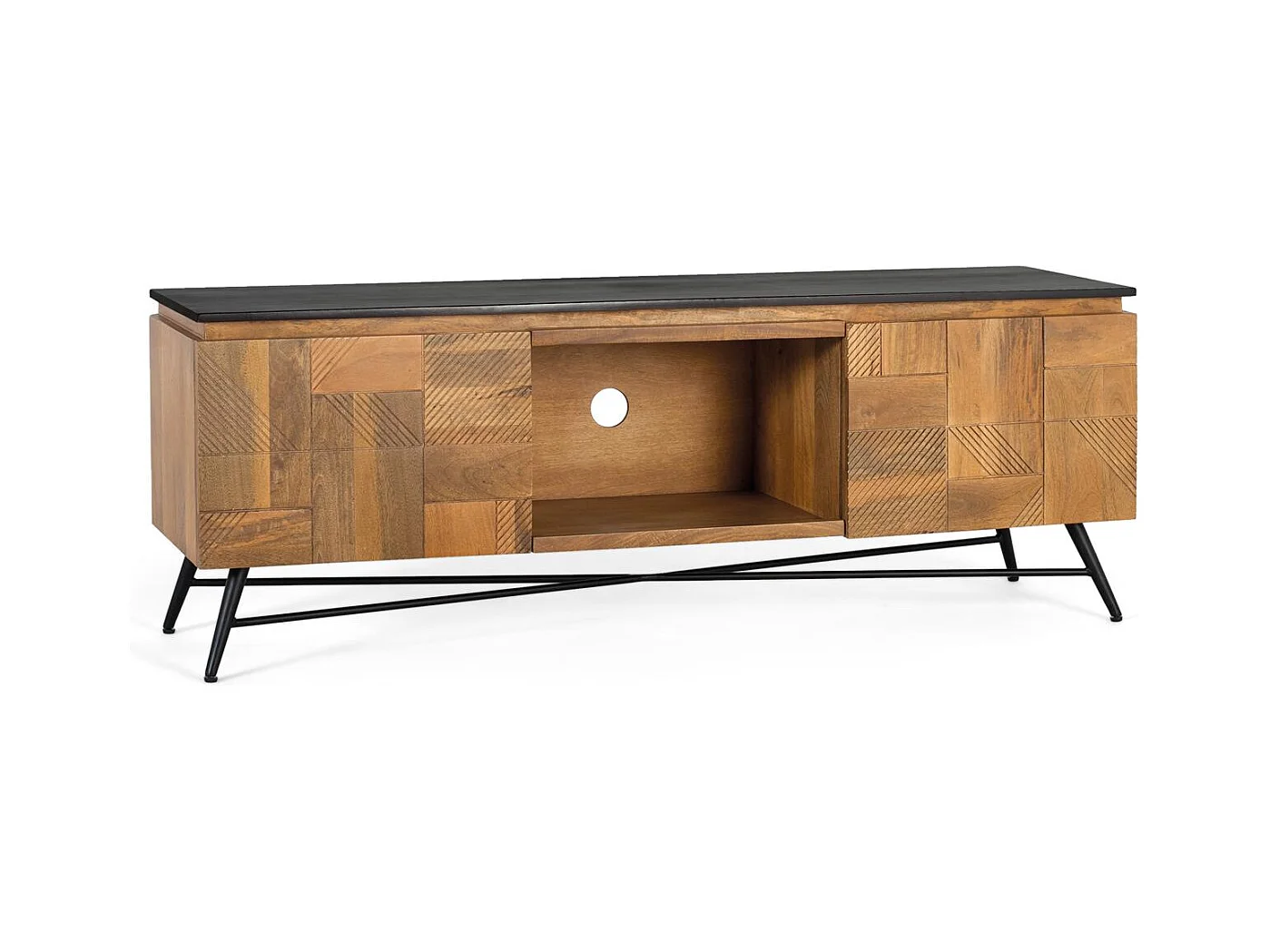 Móvel de TV em madeira de manga com acabamento natural, 150 cm