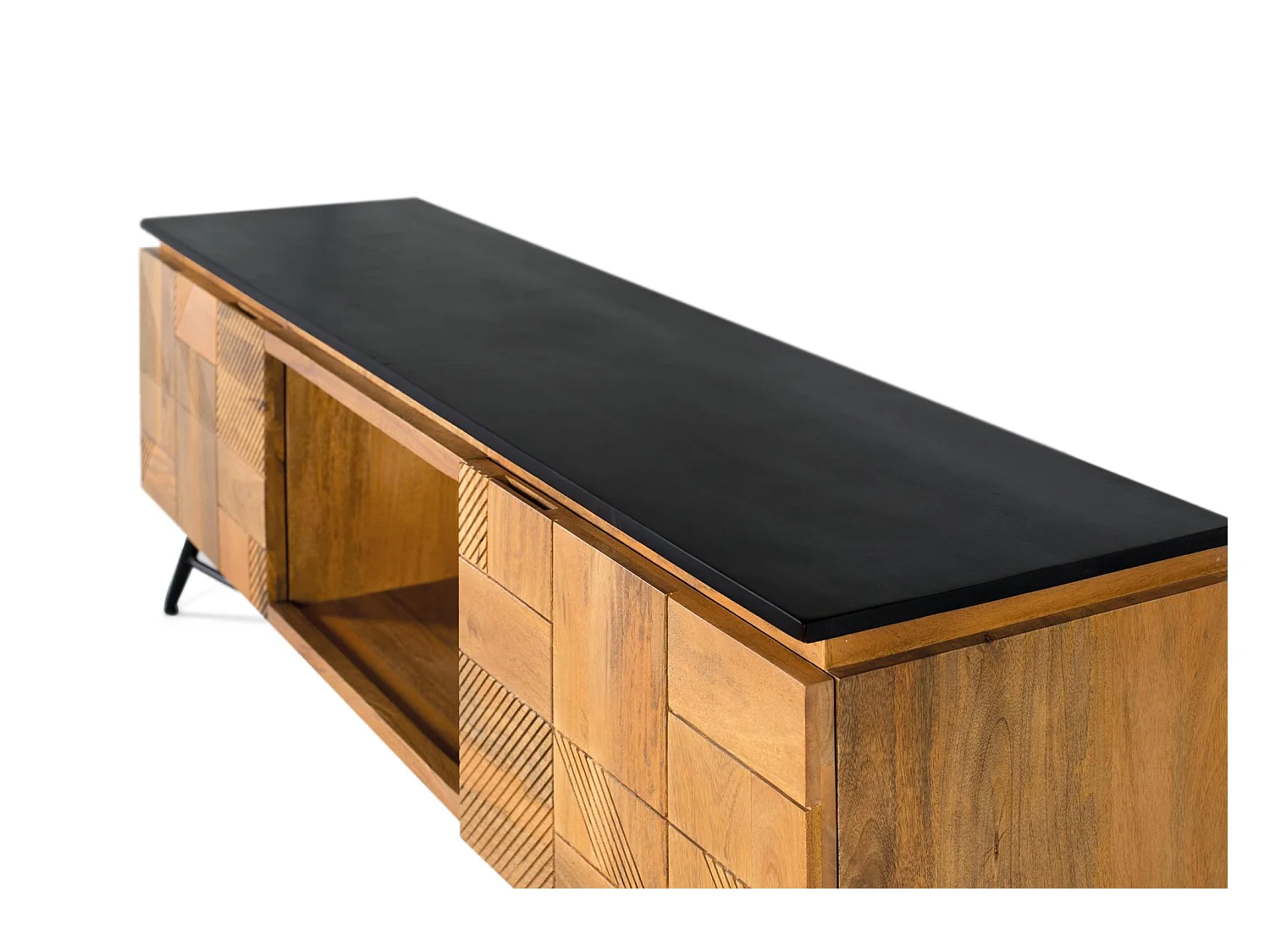 Móvel de TV em madeira de manga com acabamento natural, 150 cm