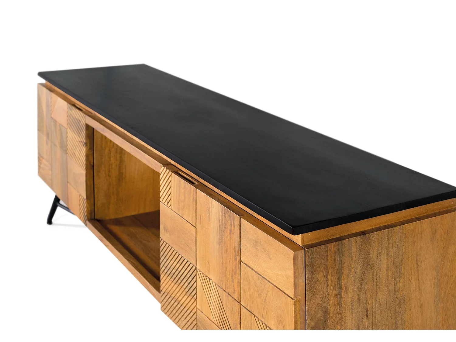 Meuble TV en bois de manguier finition naturelle, 150 cm