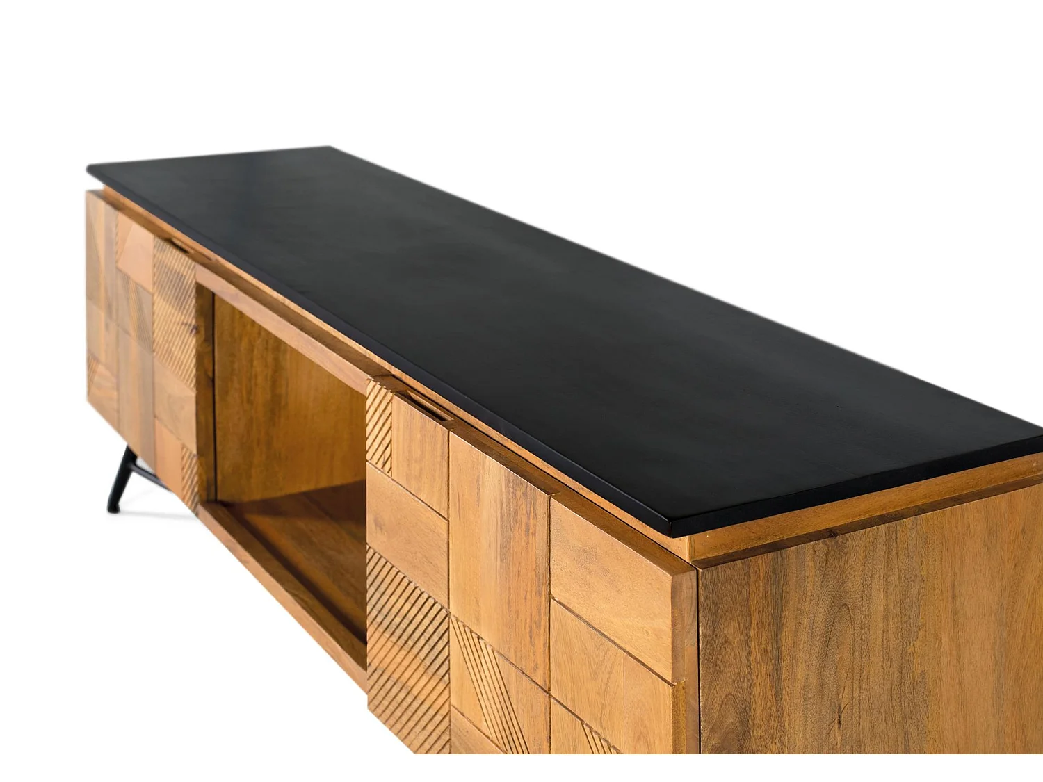 Tv-meubel van mangohout, 150 cm, retro-moderne stijl - 55x150x40