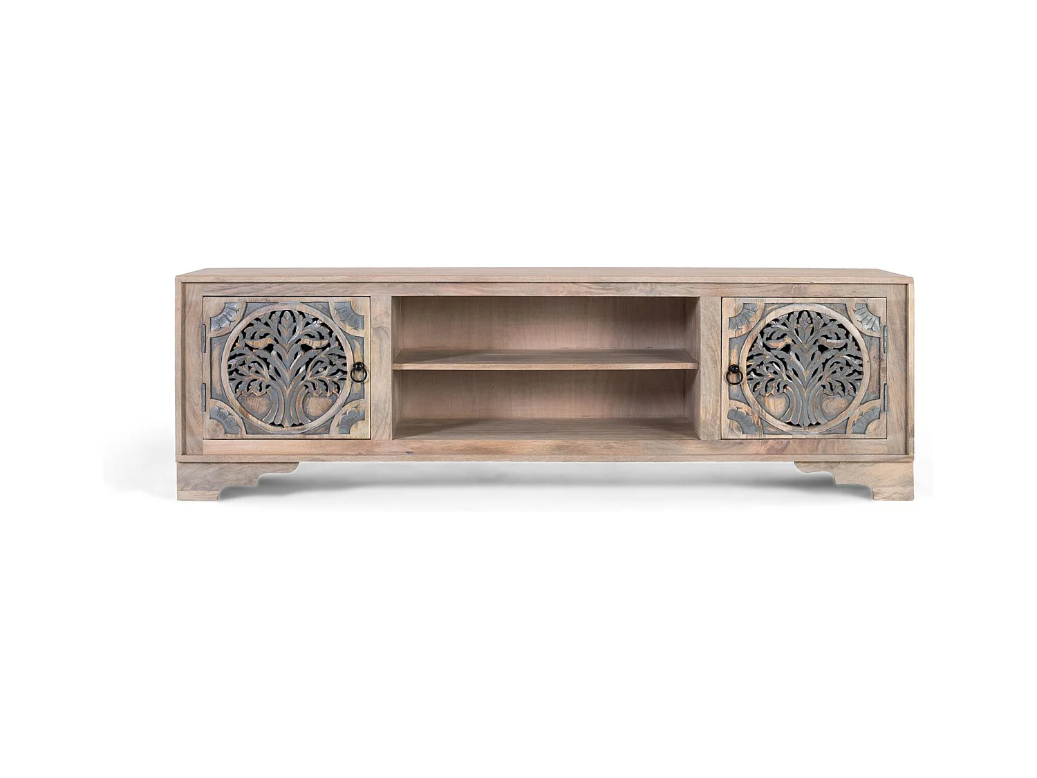 TV-meubel met 2 deuren en 2 vakken van mangohout