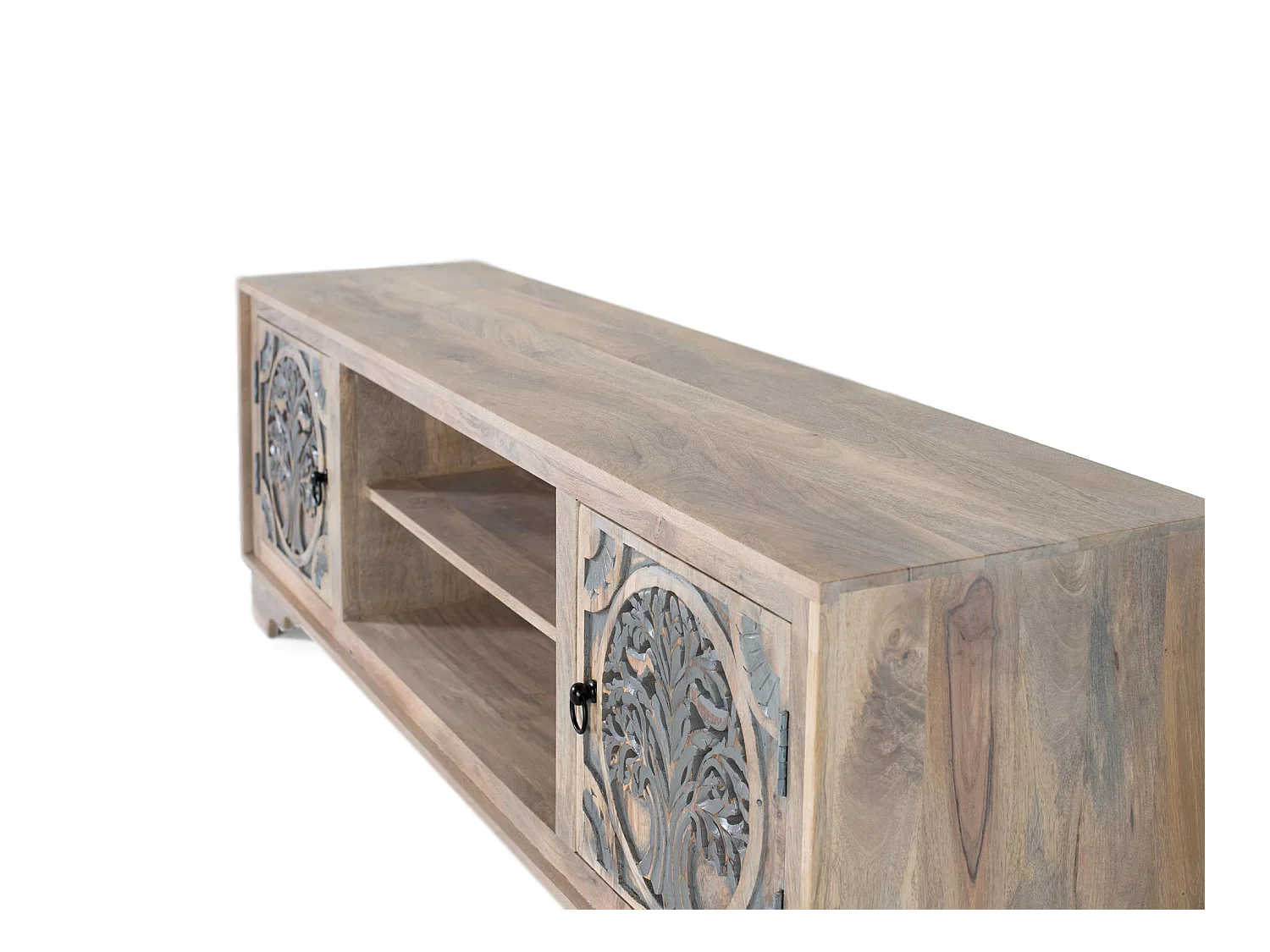 TV-meubel met 2 deuren en 2 vakken van mangohout