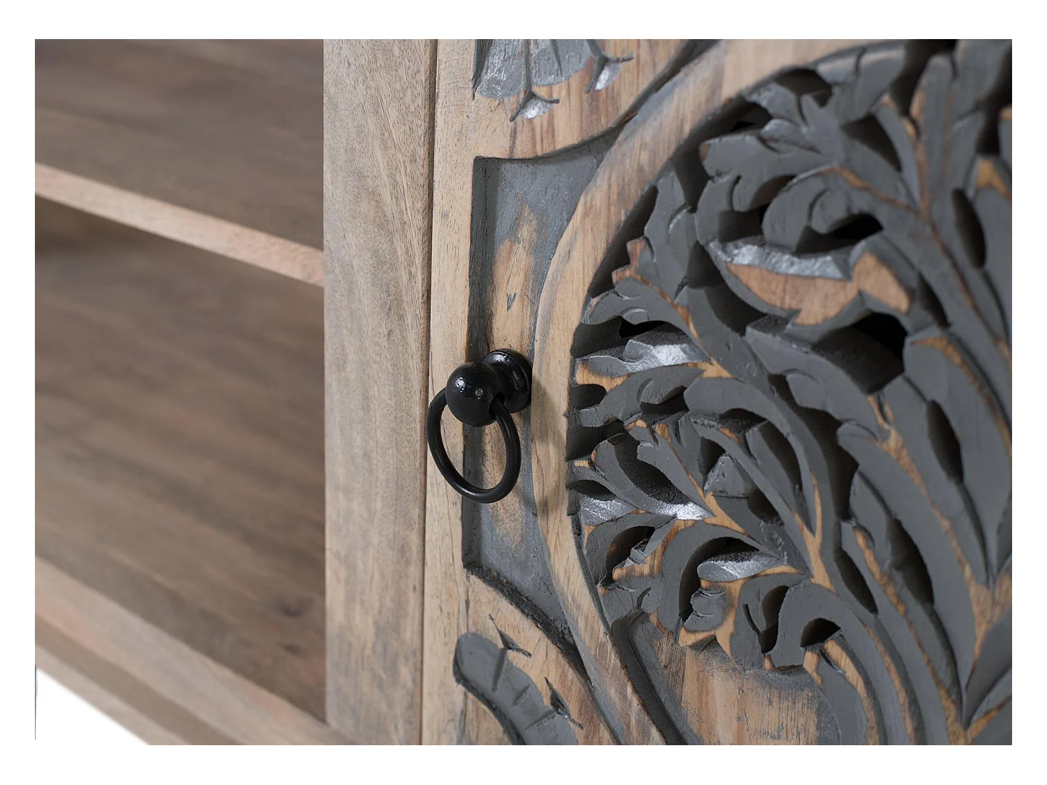 TV-meubel met 2 deuren en 2 vakken van mangohout