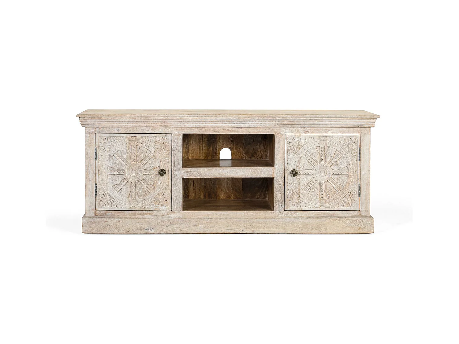 TV-meubel met 2 deuren en 2 vakken van mangohout