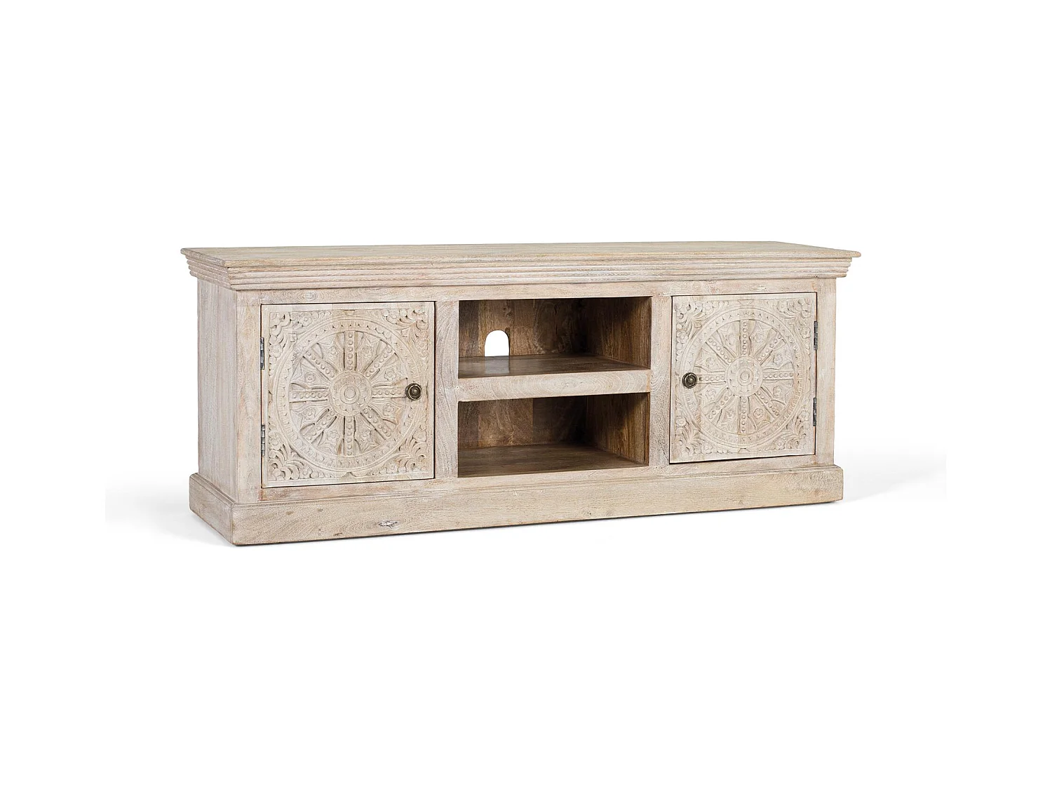 TV-meubel met 2 deuren en 2 vakken van mangohout