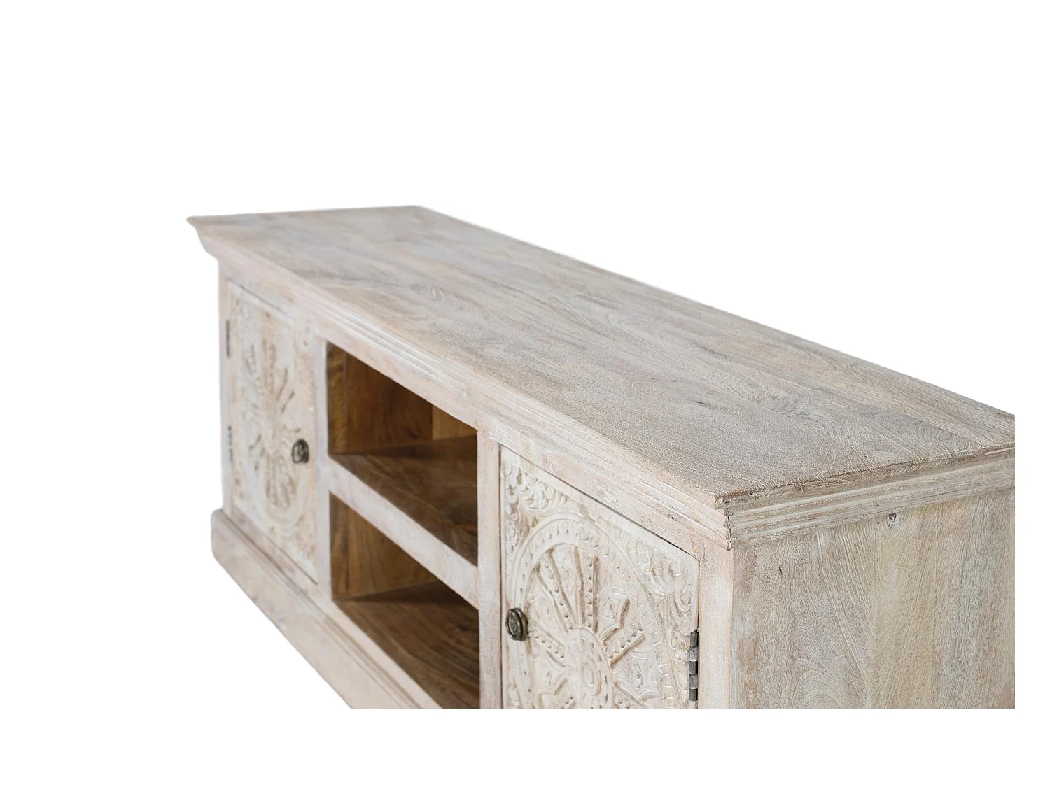 TV-meubel met 2 deuren en 2 vakken van mangohout