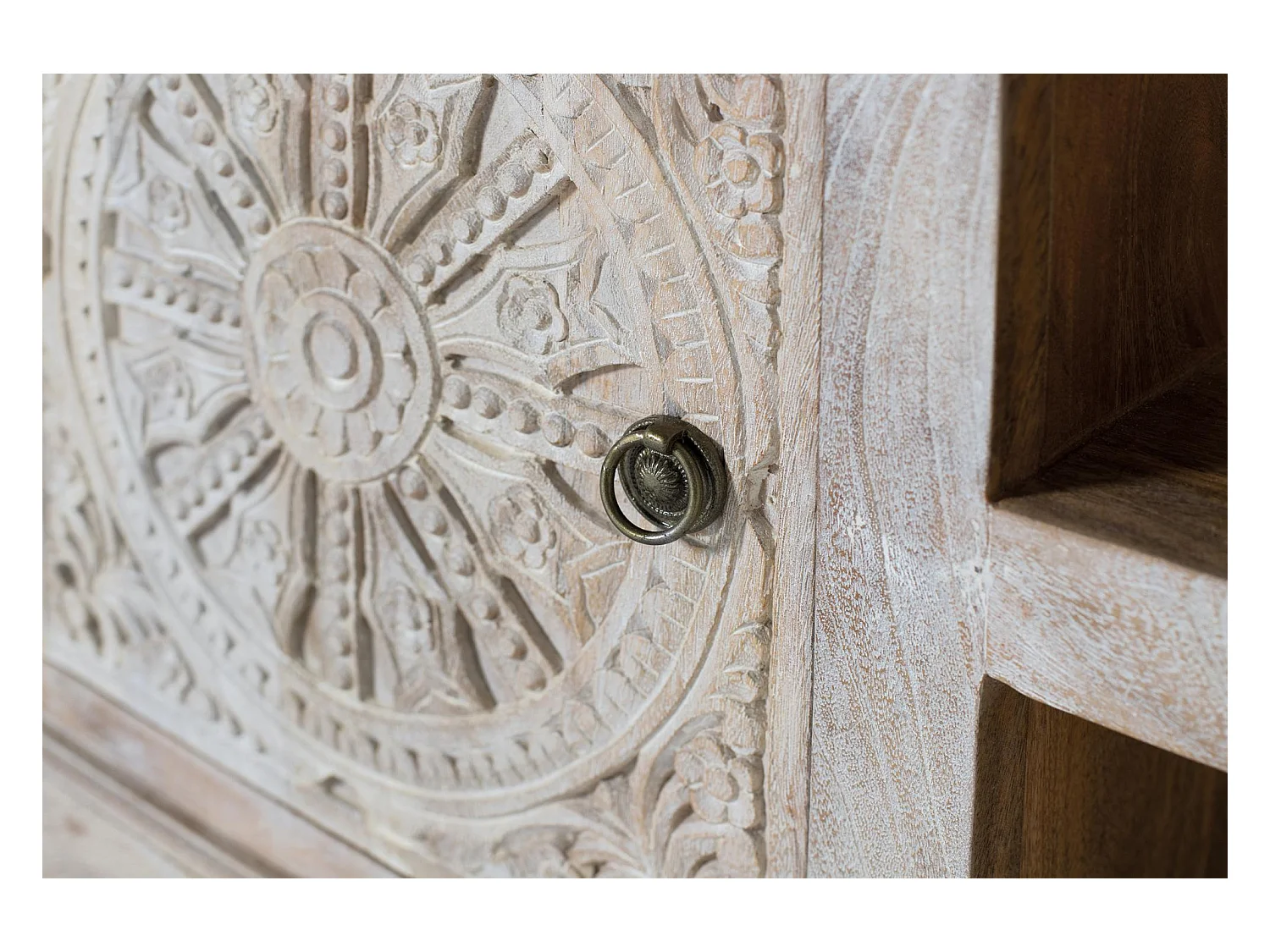 TV-meubel met 2 deuren en 2 vakken van mangohout