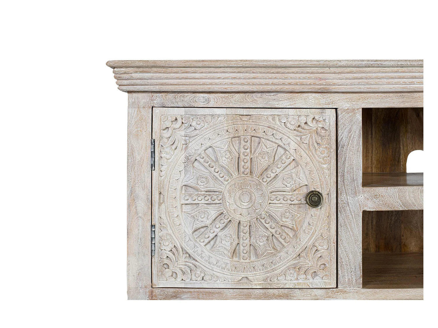 TV-meubel met 2 deuren en 2 vakken van mangohout