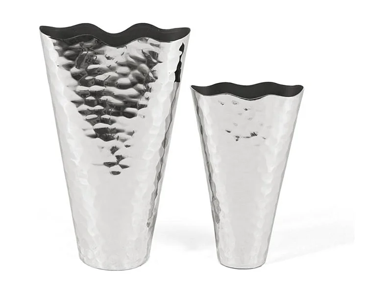 Ensemble de deux vases en aluminium avec une finition brillante