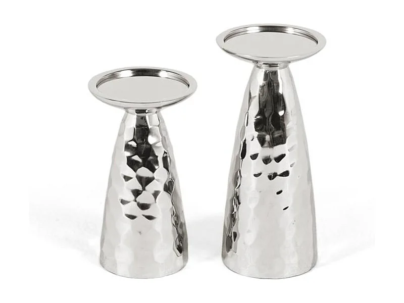 Ensemble de deux chandeliers en aluminium brillant